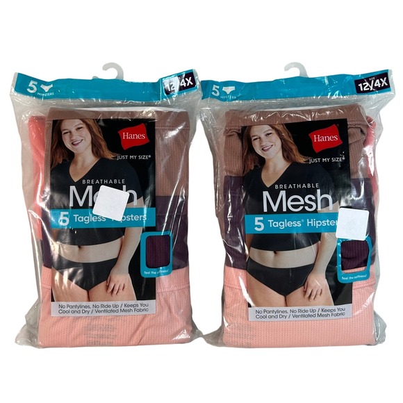 Hanes Other - 10 Pairs Hanes Just My Size Breathable Mesh Tagless Hipsters Women's Size 12/4X